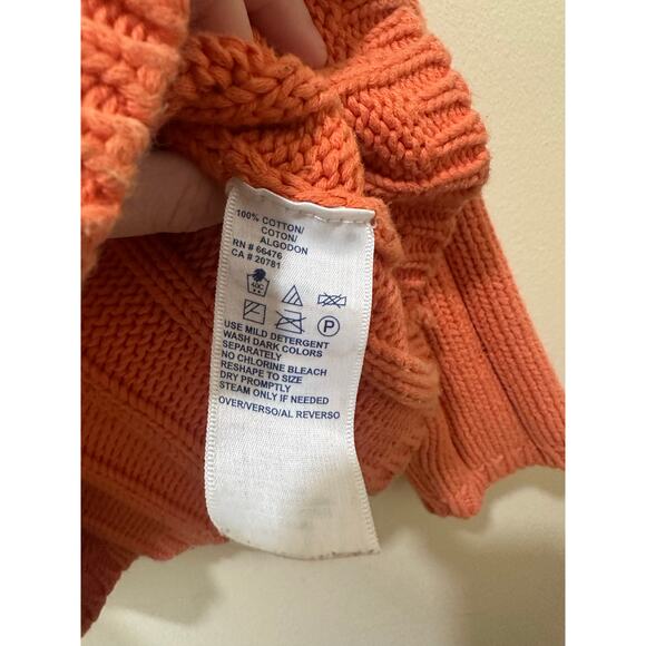 Tommy Hilfiger Vintage Chunky Cotton Logo Sweater Orange Y2K Sz L Women - Picture 3 of 7